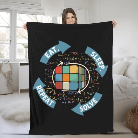 Eat Sleep Solve Repeat Math Speed Cubing Genie Fleece Blankets