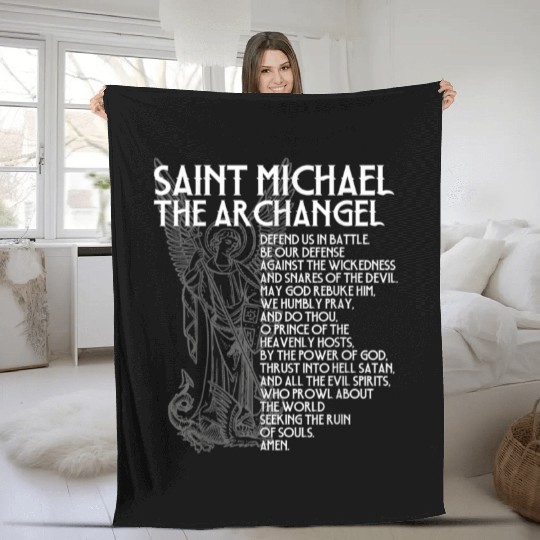 Saint Michael the Archangel Prayer Catholic Tradit Fleece Blankets