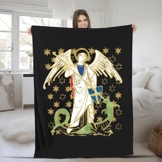 St. Michael the Archangel Icon Dragon Catholic Ang Fleece Blankets