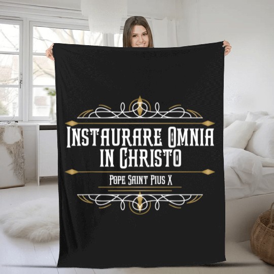 Pope St Pius X Catholic Saint Traditional Latin Ma Fleece Blankets