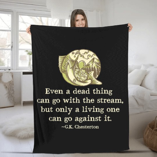 GK Chesterton Quote Catholic Humor Fishing Men Fun Fleece Blankets