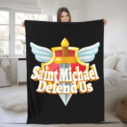 St. Michael the Archangel Icon Dragon Catholic Ang Fleece Blankets
