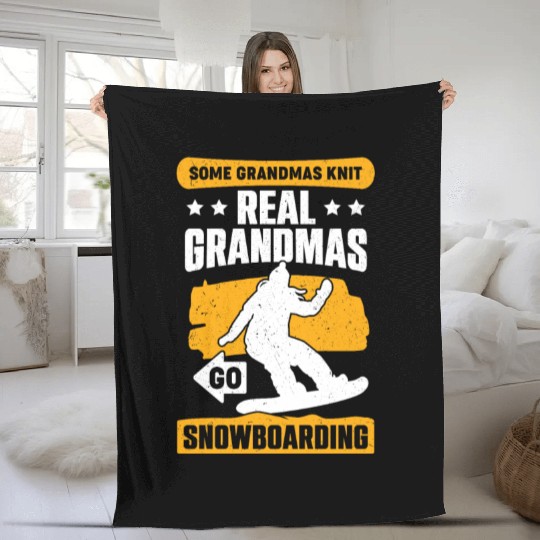 Snowboarding Grandma Snowboarder Old Woman Gift Fleece Blankets