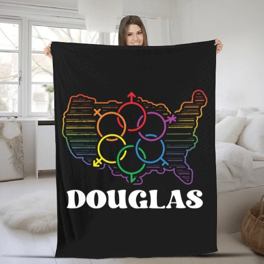 Douglas Pride Month Pride Flag LGBT Community LGBT Fleece Blankets