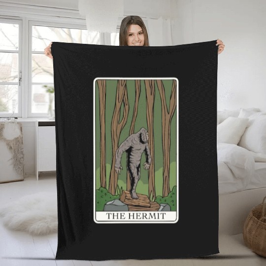 Bigfoot Tarot Card "The Hermit" for a Tarot Reader Fleece Blankets