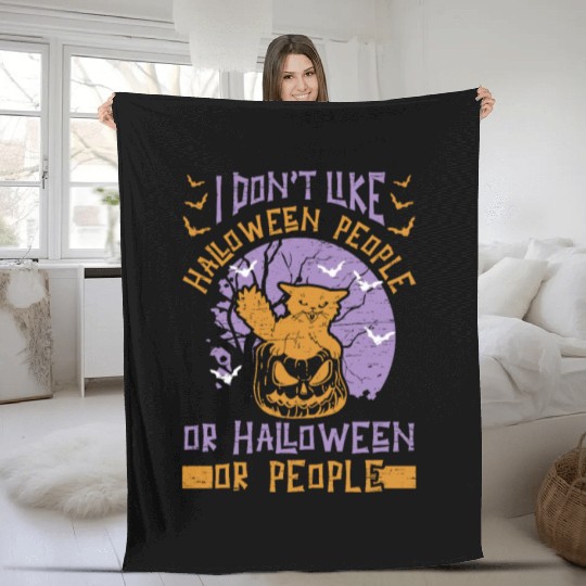 Halloween Cat Owner Pet Animal Kitten Lover Fleece Blankets
