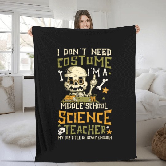 Middle School Science Teacher - Halloween Costume Fleece Blankets