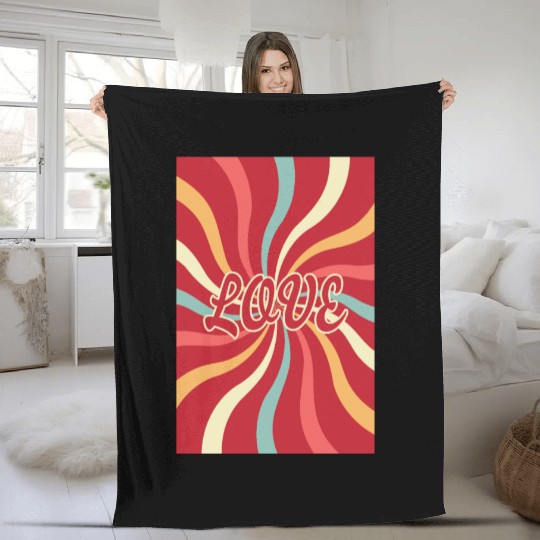 70´s style Love Poster Fleece Blankets