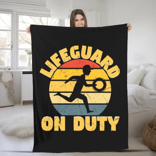 Lifeguard On Duty Distressed Fleece Blankets