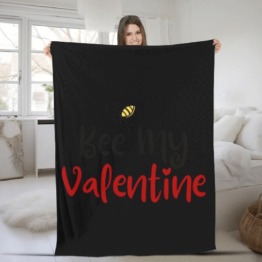 Bee My Valentine Bee Mine For Valentine First Vale Fleece Blankets