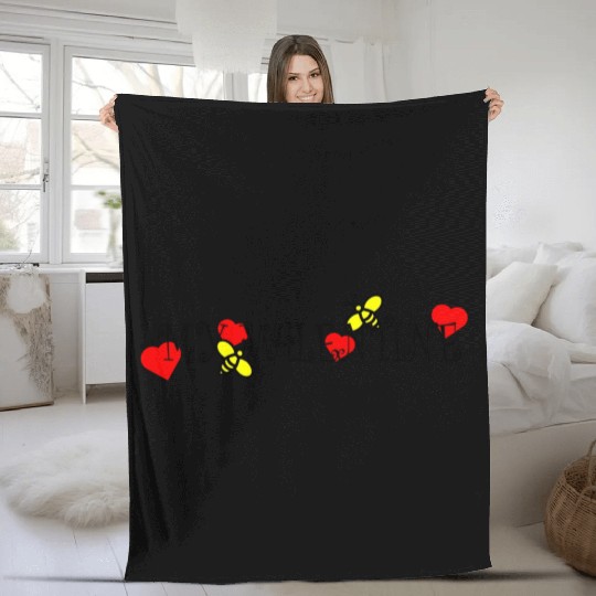 Bee my valentine738 Fleece Blankets