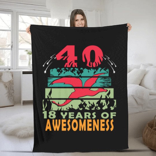 40 years dragon birthday fantasy Fleece Blankets