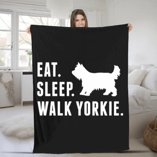 Eat Sleep Walk Yorkshire Terrier Fleece Blankets