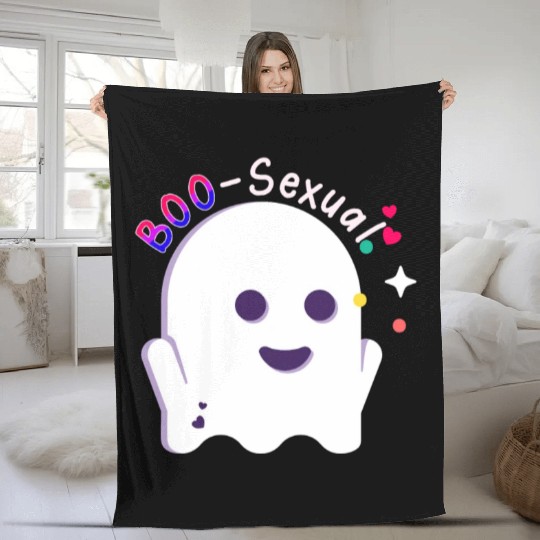 Boo Sexual Cute Bi Ghost LGBT Bisexual Pride Funny Fleece Blankets