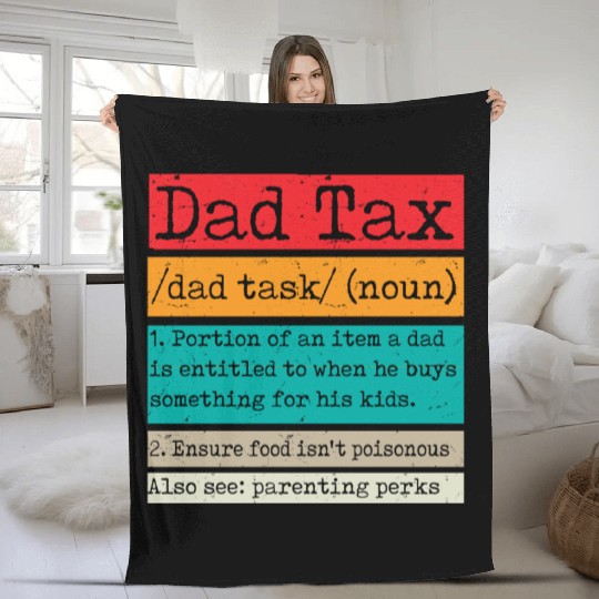Vintage Dad Tax Definition Men Funny Father's Day Fleece Blankets