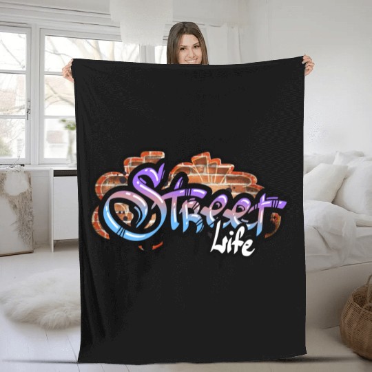 Street Life Graffiti Design Fleece Blankets