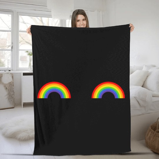 LGBT Rainbow Flag Titties Fleece Blankets