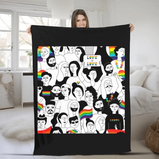 lesbian lgbtq pride valentine day 2023 valentines Fleece Blankets
