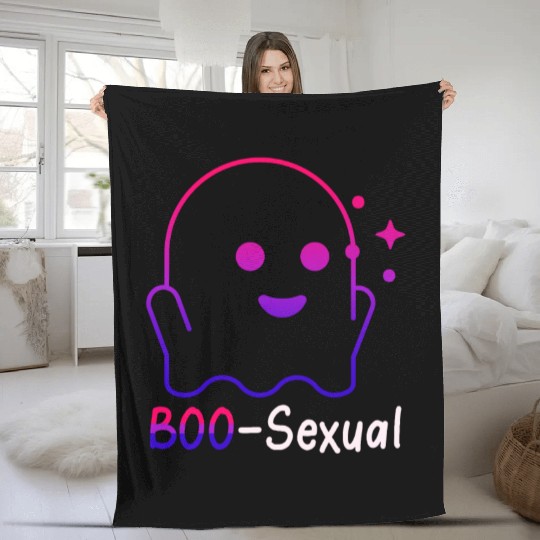 Boo Sexual Cute Bi Ghost LGBT Bisexual Pride Funny Fleece Blankets