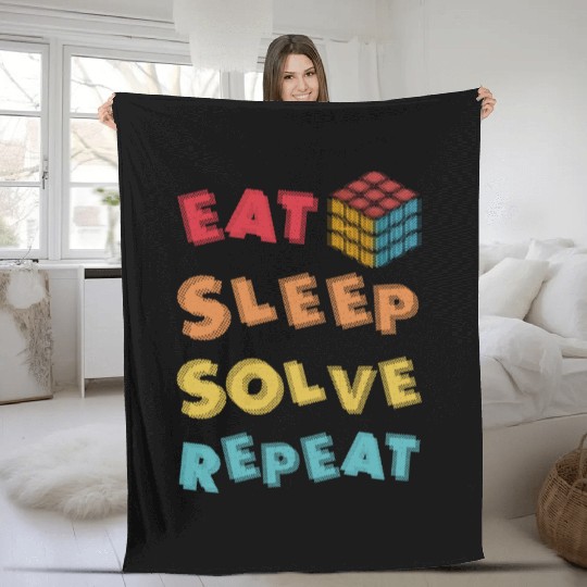 Eat Sleep Solve Repeat Math Speed Cubing Genie Fleece Blankets