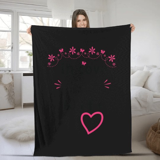 Love with My WIFE Cute Valentine day Mom to Be Val Fleece Blankets