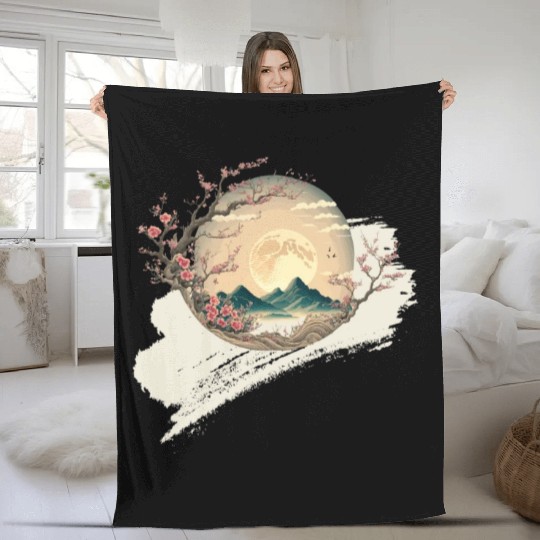 Cherry Blossom Spring Japan Nature Fleece Blankets