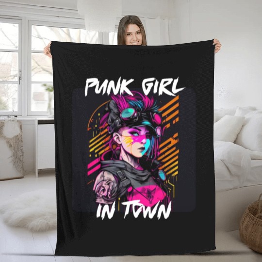 Graffiti Style - Punk Girl In Town 1 Fleece Blankets