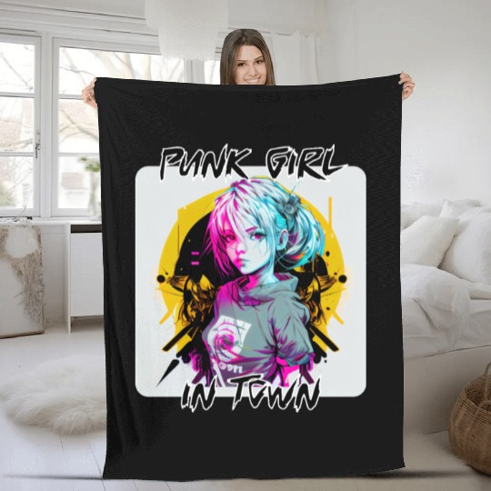 Graffiti Style - Punk Girl In Town 8 Fleece Blankets