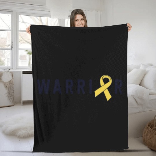 Childhood Cancer Warrior Boys Men Gold Ribbon Fleece Blankets
