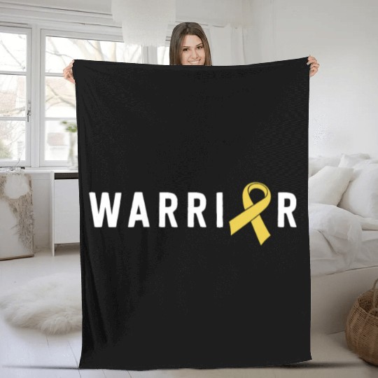 Childhood Cancer Warrior Boys Men Gold Ribbon Fleece Blankets