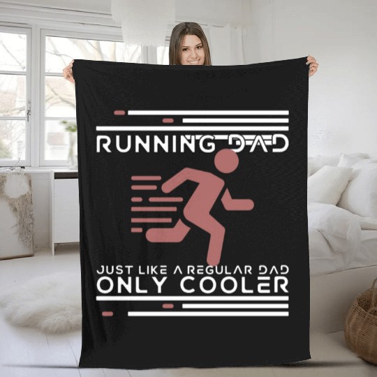 Funny Running For Men Dad Marathon Runner Coach Fleece Blankets