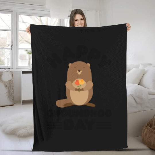 Groundhog Day cute print Fleece Blankets