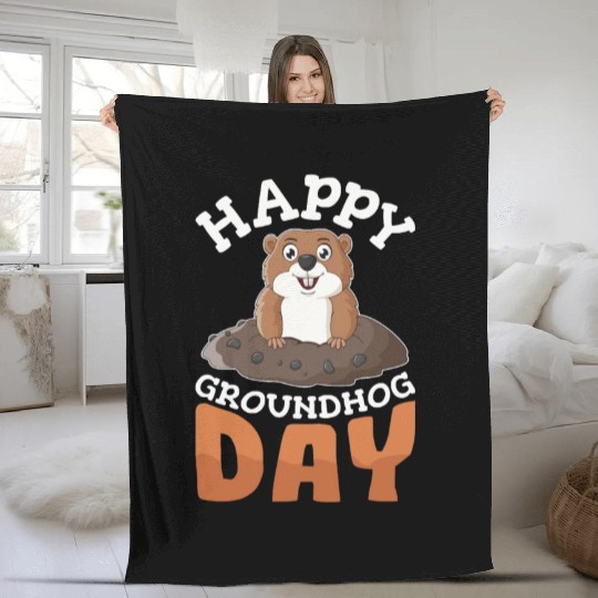 Happy Groundhog Day Fleece Blankets Groundhogs Lovers