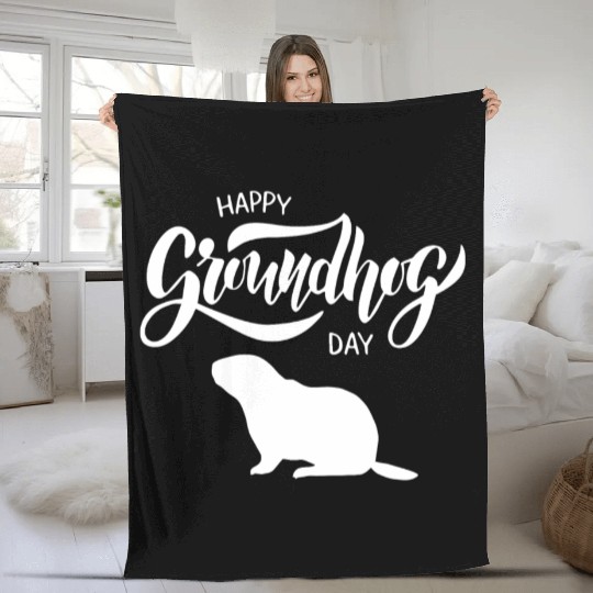 Happy Groundhog Day Fleece Blankets Funny Groundhog