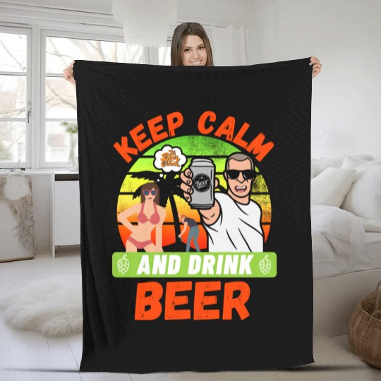 Keep calm and drink Beer Fleece Blankets