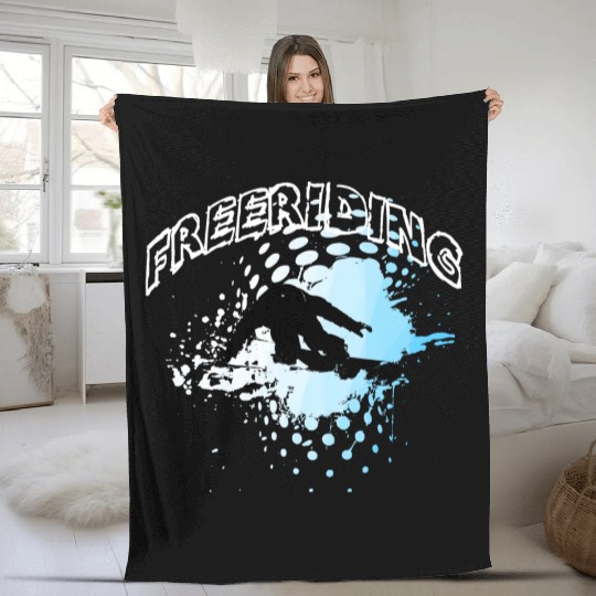 Snowboarding - Freeriding Fleece Blankets