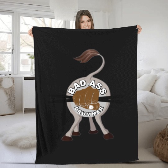 Bad Ass Drummer Fleece Blankets