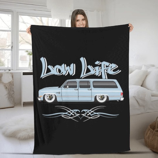 low life Light Blue Fleece Blankets