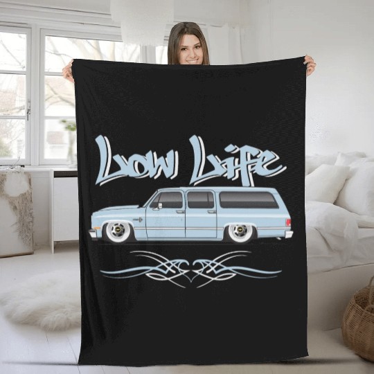 low life Light Blue Fleece Blankets