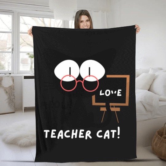 teacher cat, meow Fleece Blankets