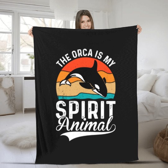 The Orca My Spirit Animal Fleece Blankets