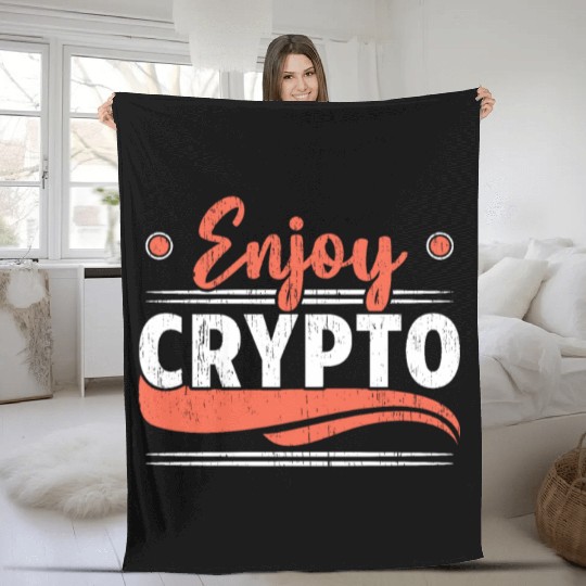 Enjoy Crypto Cryptocurrency Blockchain Trader Fleece Blankets