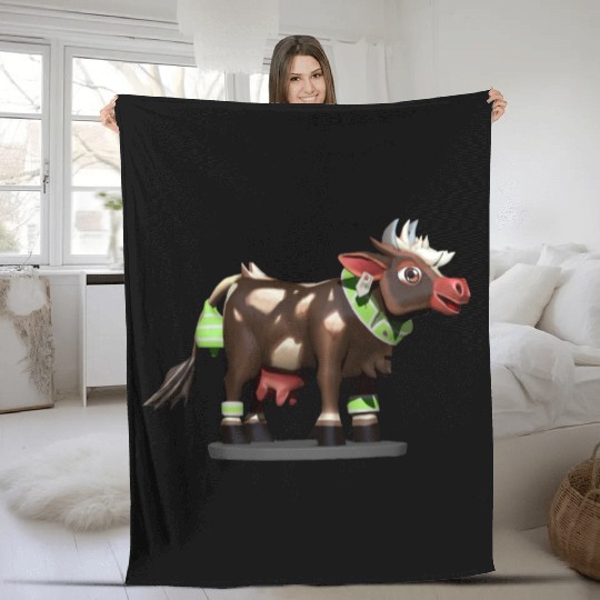 Dark Brown Cow Fleece Blankets