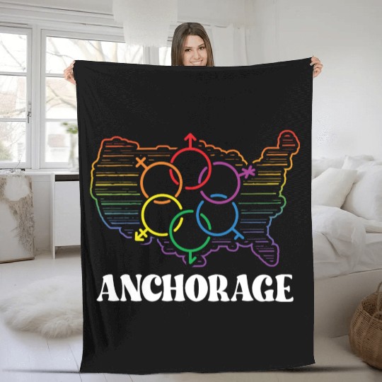 Anchorage Pride Month Pride Flag LGBT Community LG Fleece Blankets