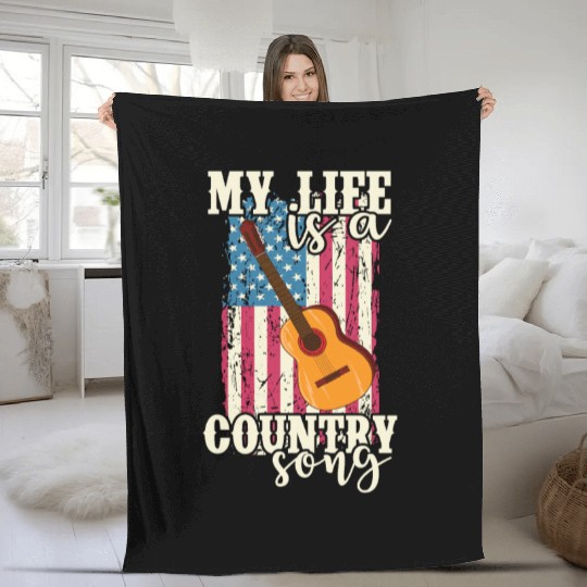 My Life is a Country Song USA America Cowboys Fleece Blankets