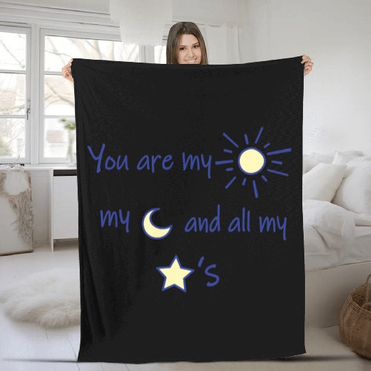 Sun Moon and Stars Fleece Blankets