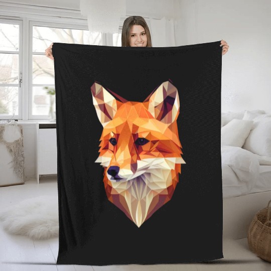 Fox Polygon Wild Animal Lover Wildlife Zookeeper Fleece Blankets