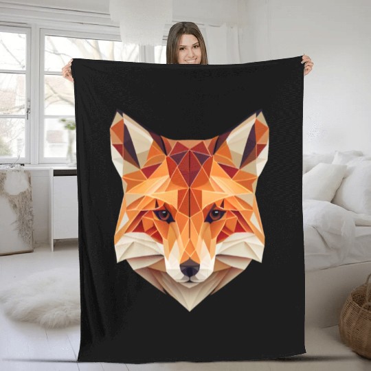 Fox Polygon Wild Animal Lover Wildlife Zookeeper Fleece Blankets