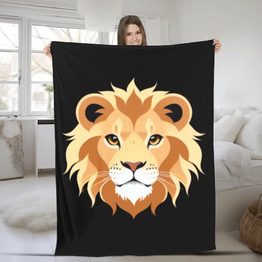 Royal Cartoon Lion - King of the Jungle 1 Fleece Blankets