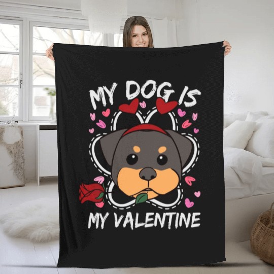 My Dog Is My Valentine Fleece Blankets